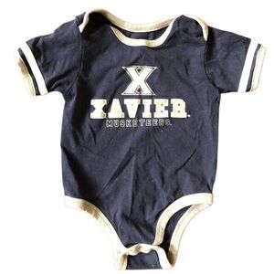 Xavier University Musketeers Navy Blue Short Sleeve Onesie Sz 6 - 12 Mo